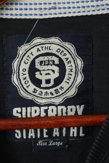 Superdry Men L (M) Shirt Navy Cotton Graphic Yokohama High Flyers Logo Top
