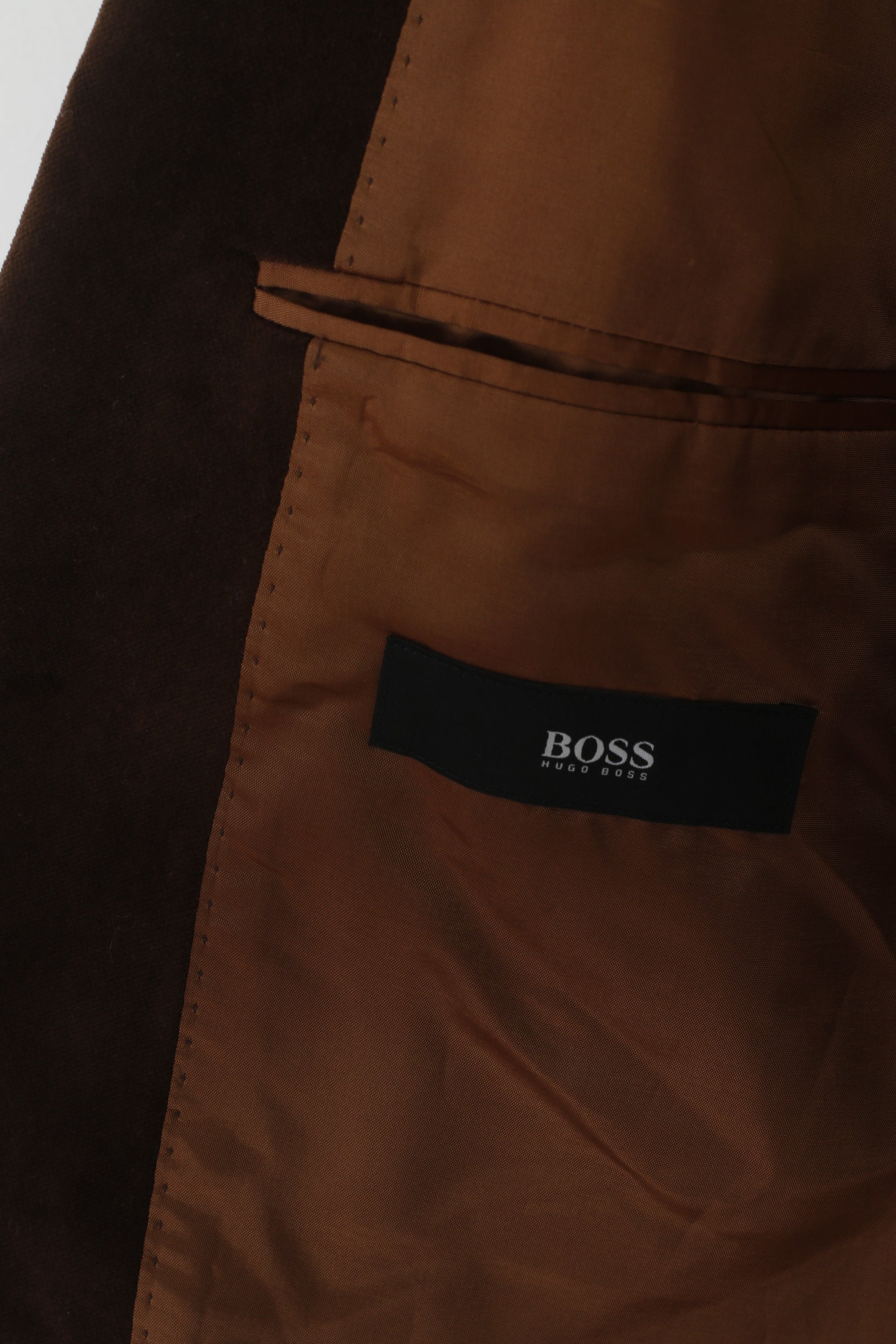 Hugo Boss Men 48 38 Blazer Brown Cotton Shiny Velvet Brtolucci Vintage Single Breasted Jacket