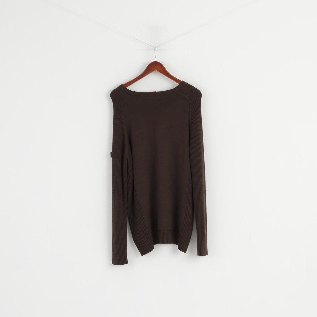 S. Oliver Uomo L Maglione girocollo in cotone marrone con grafica Motor Delivery