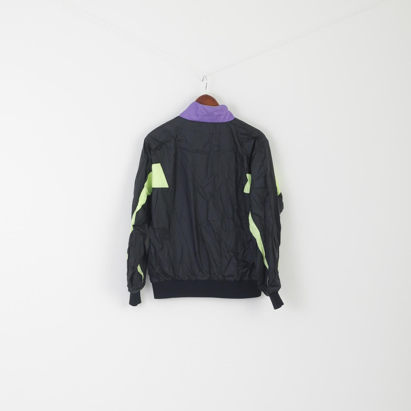 Frank Shorter Women M Jacket Black Nylon Shiny Vintage Zip Up Sportswear Top