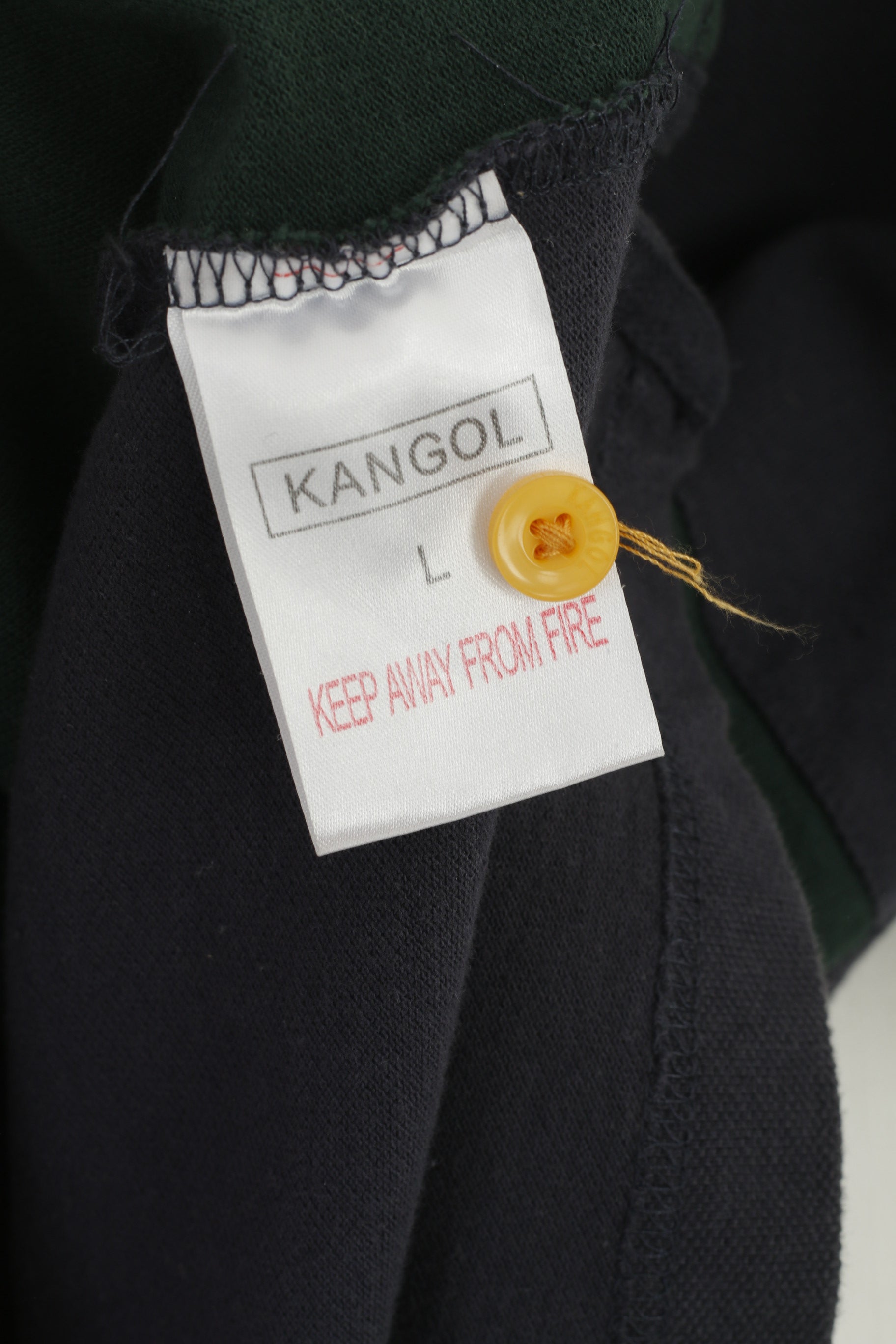 Kangol Men L Polo Shirt Navy Cotton Embroidered Detailed Buttons Classic Top