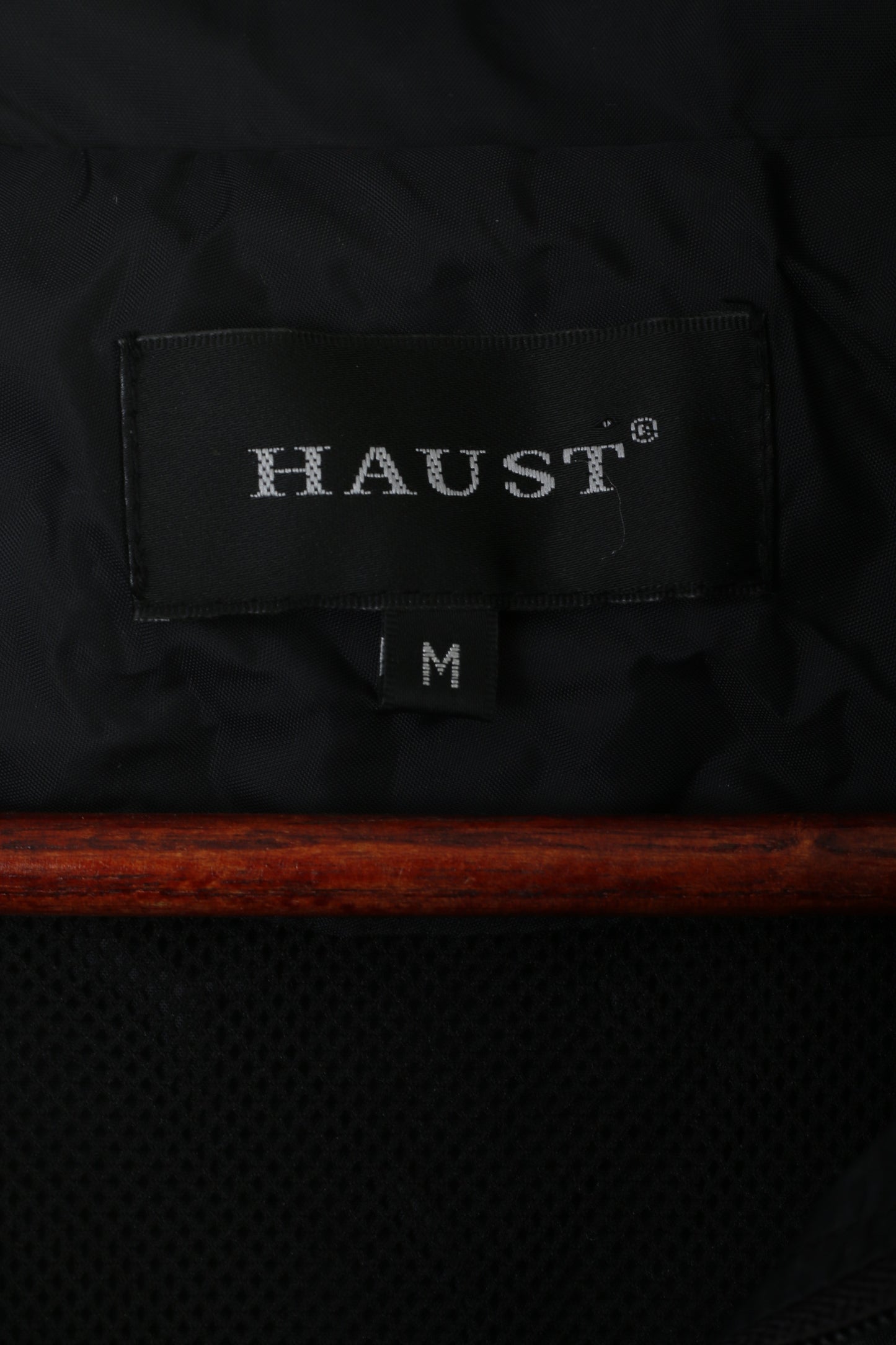 HAUST Men M Jacket Black Nylon Waterproof Full Zipper Hooded Lightweight Top