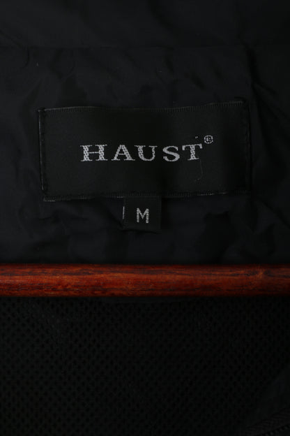 HAUST Men M Jacket Black Nylon Waterproof Full Zipper Hooded Lightweight Top