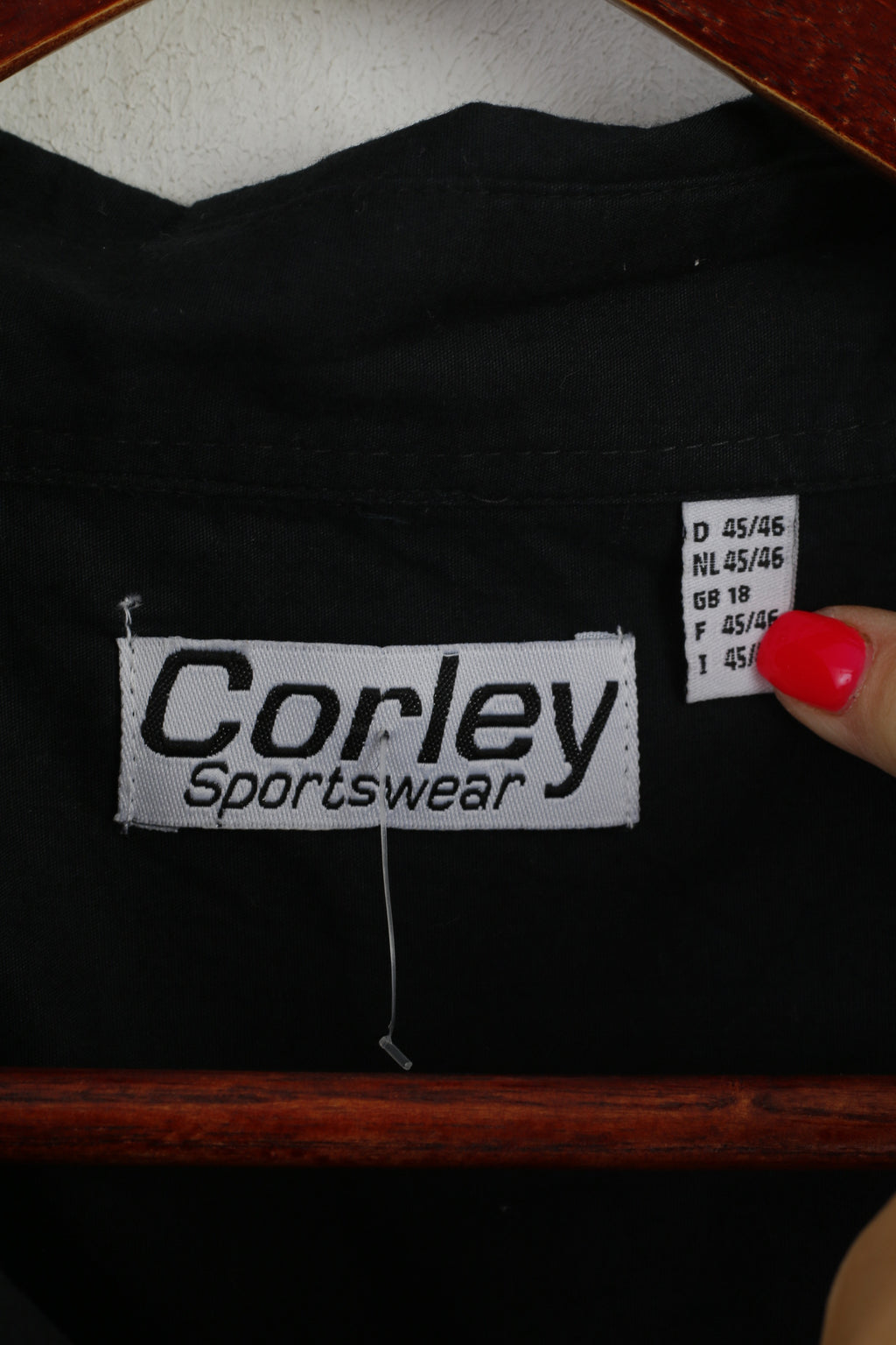 Corley Sportswear Men 45/46 XL Casual Shirt Black Silver Buttons Detailed Long Sleeve