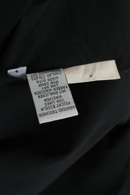 Corley Sportswear Uomo 45/46 XL Camicia casual Nera con bottoni argento Manica lunga dettagliata