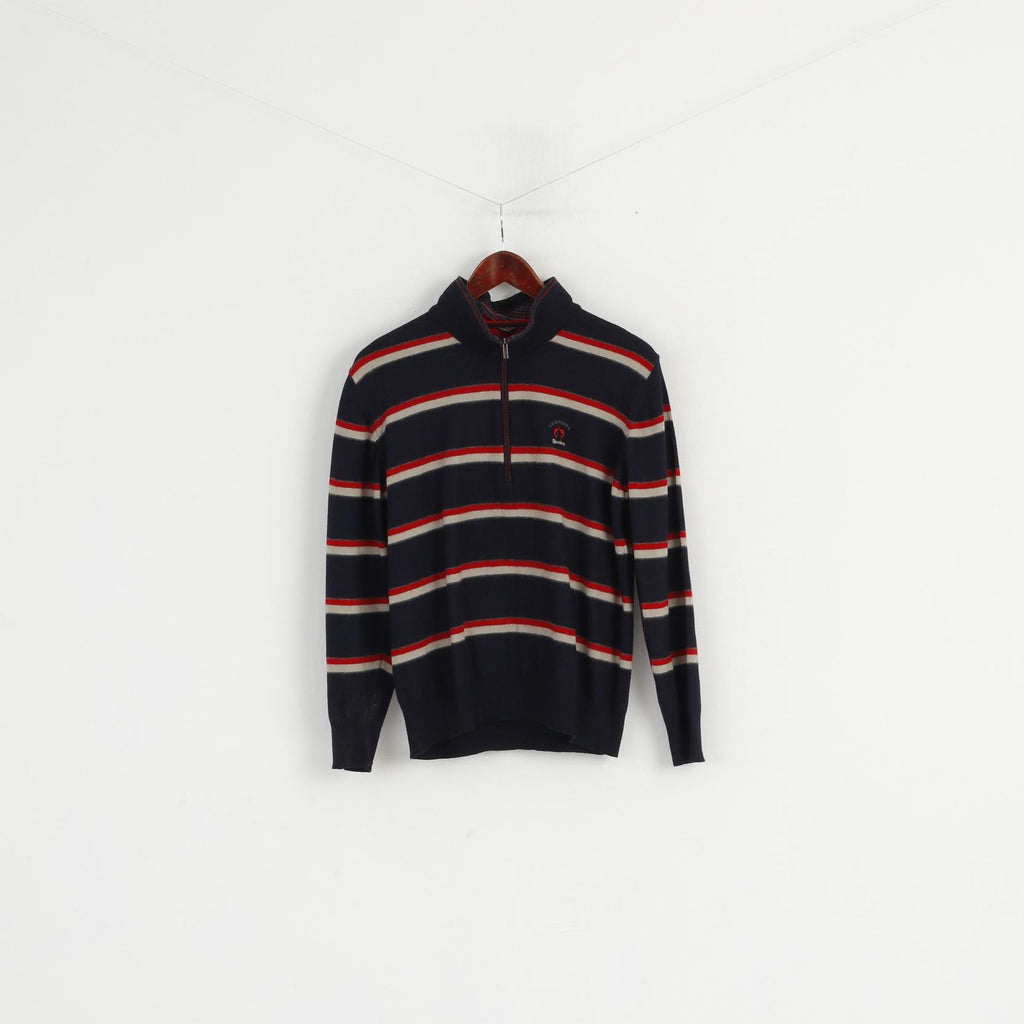 Claudio Campione Men L (S) Jumper Navy Yachting Wool White Marlin Striped Top