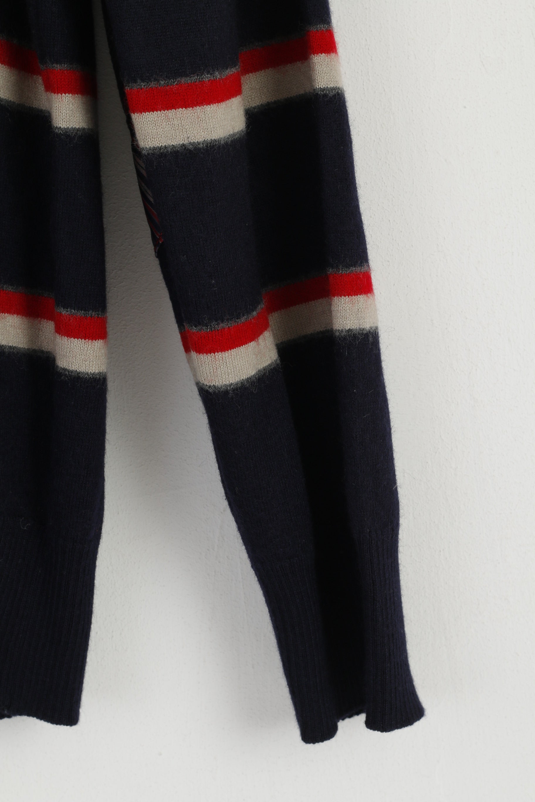 Claudio Campione Men L (S) Jumper Navy Yachting Wool White Marlin Striped Top