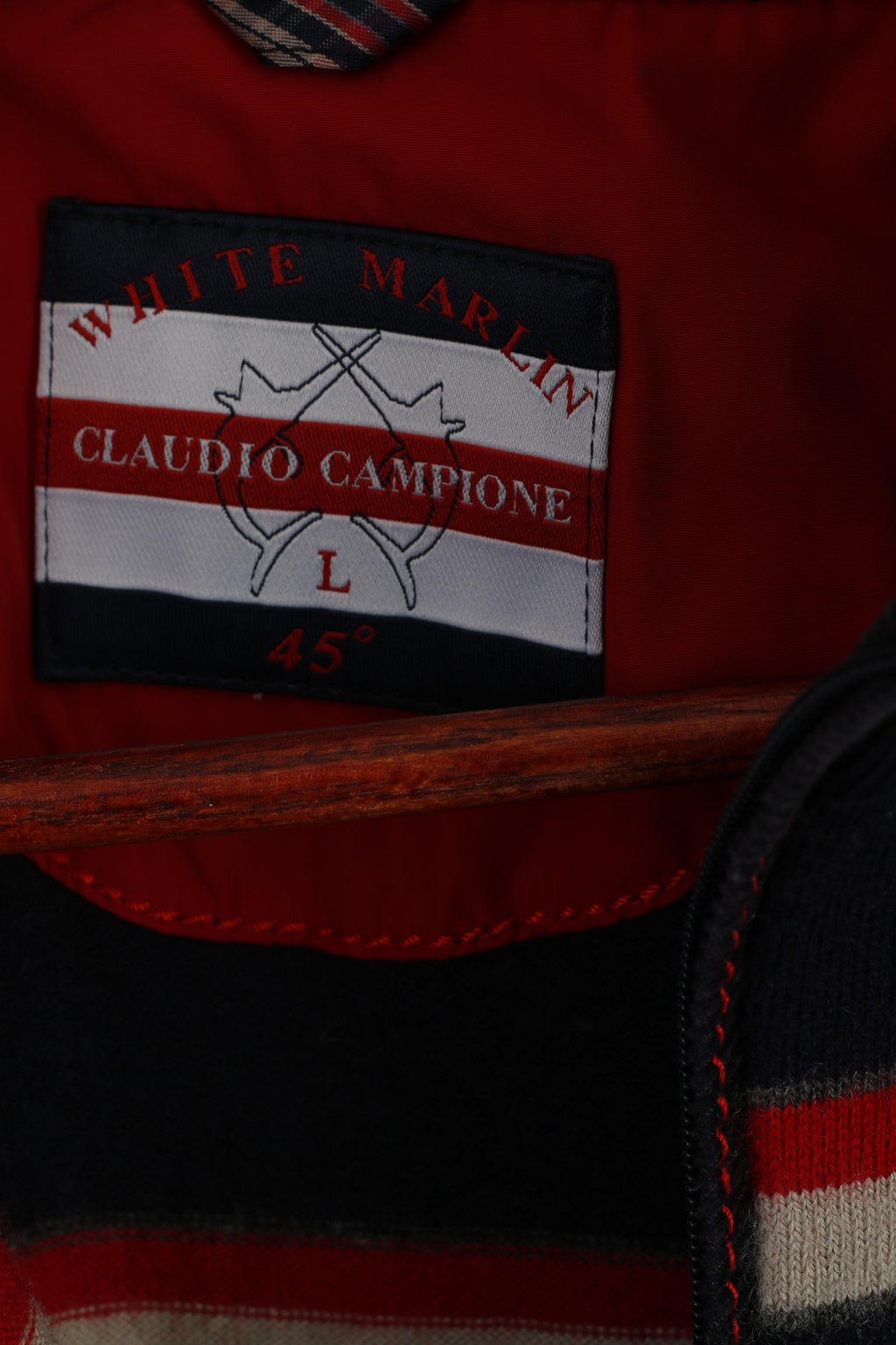 Claudio Campione Men L (S) Jumper Navy Yachting Wool White Marlin Striped Top