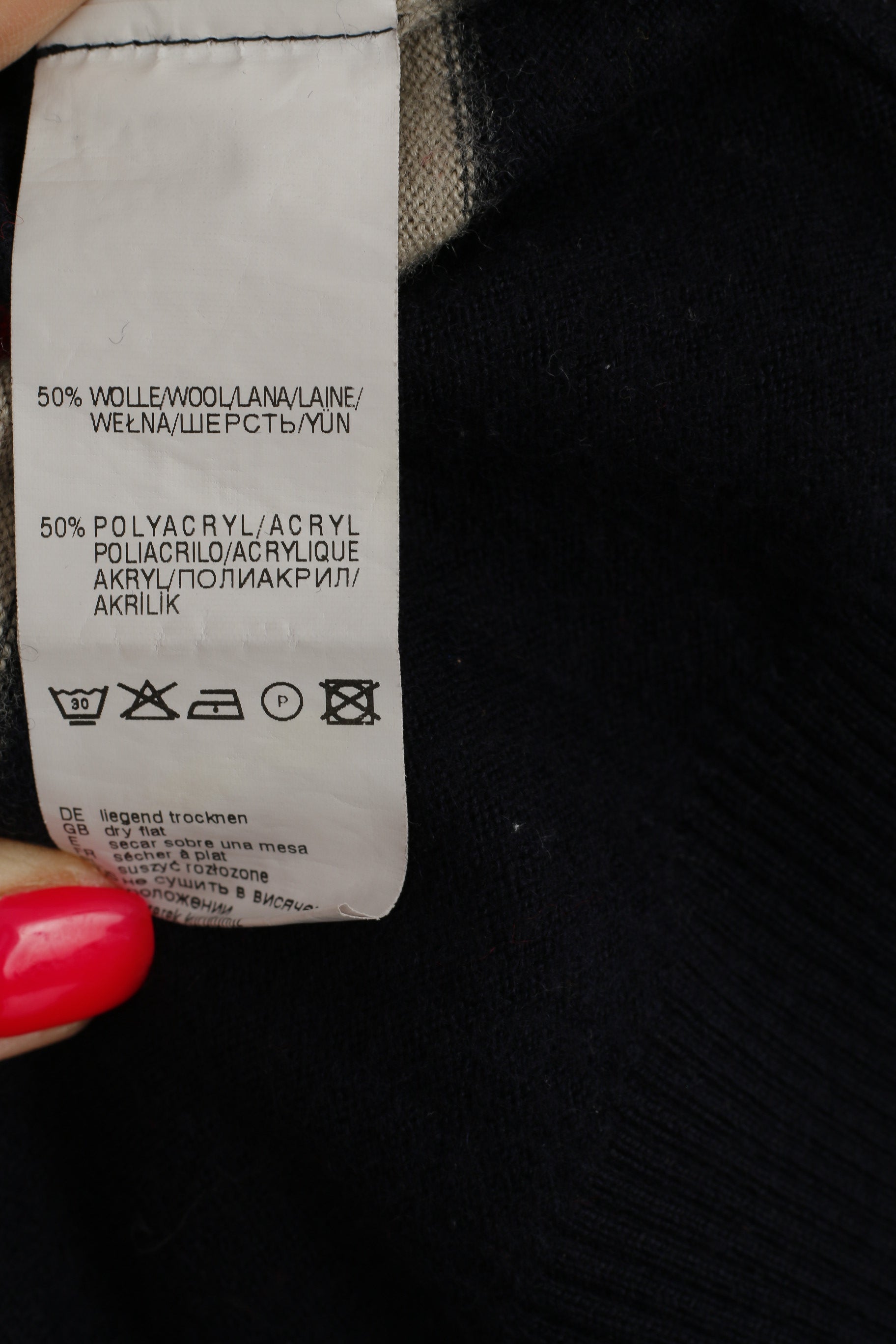 Claudio Campione Men L (S) Jumper Navy Yachting Wool White Marlin Striped Top