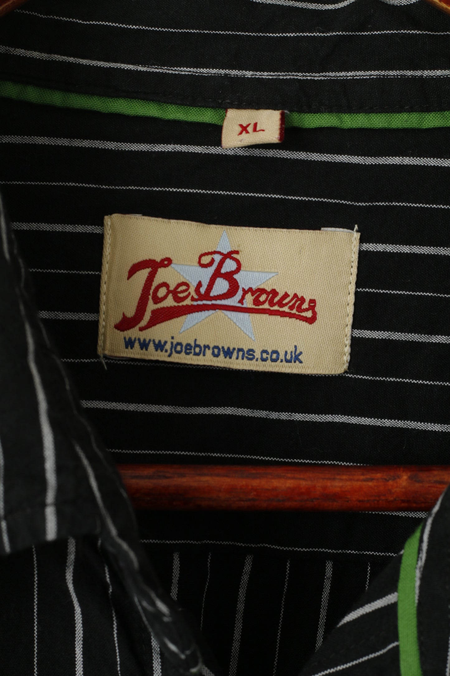 Joe Browns Chemise décontractée XL pour homme en coton noir rayé avec poche brodée