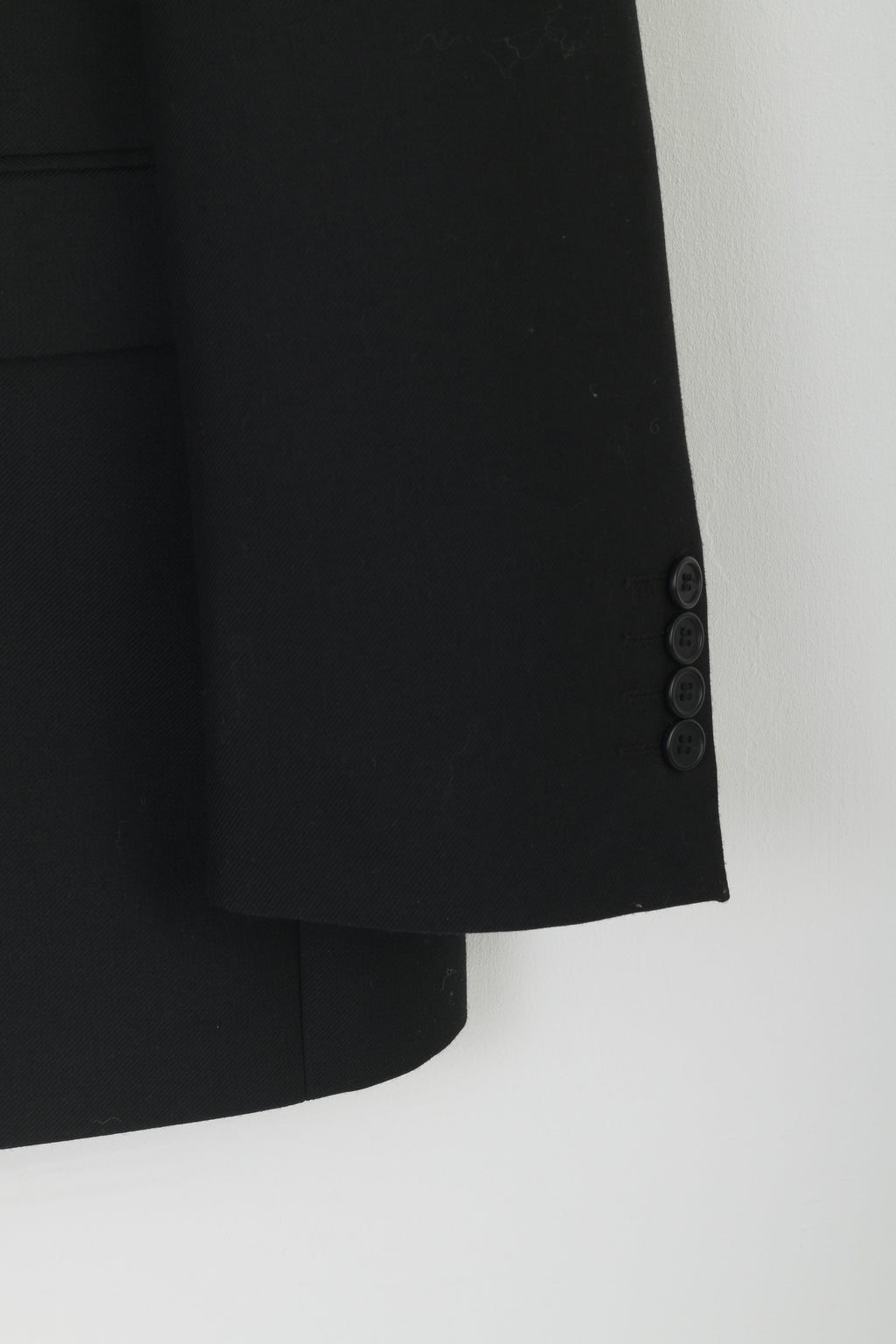 Hugo James Men 44 Blazer Black Wool woven in England Single Breasted Jacket