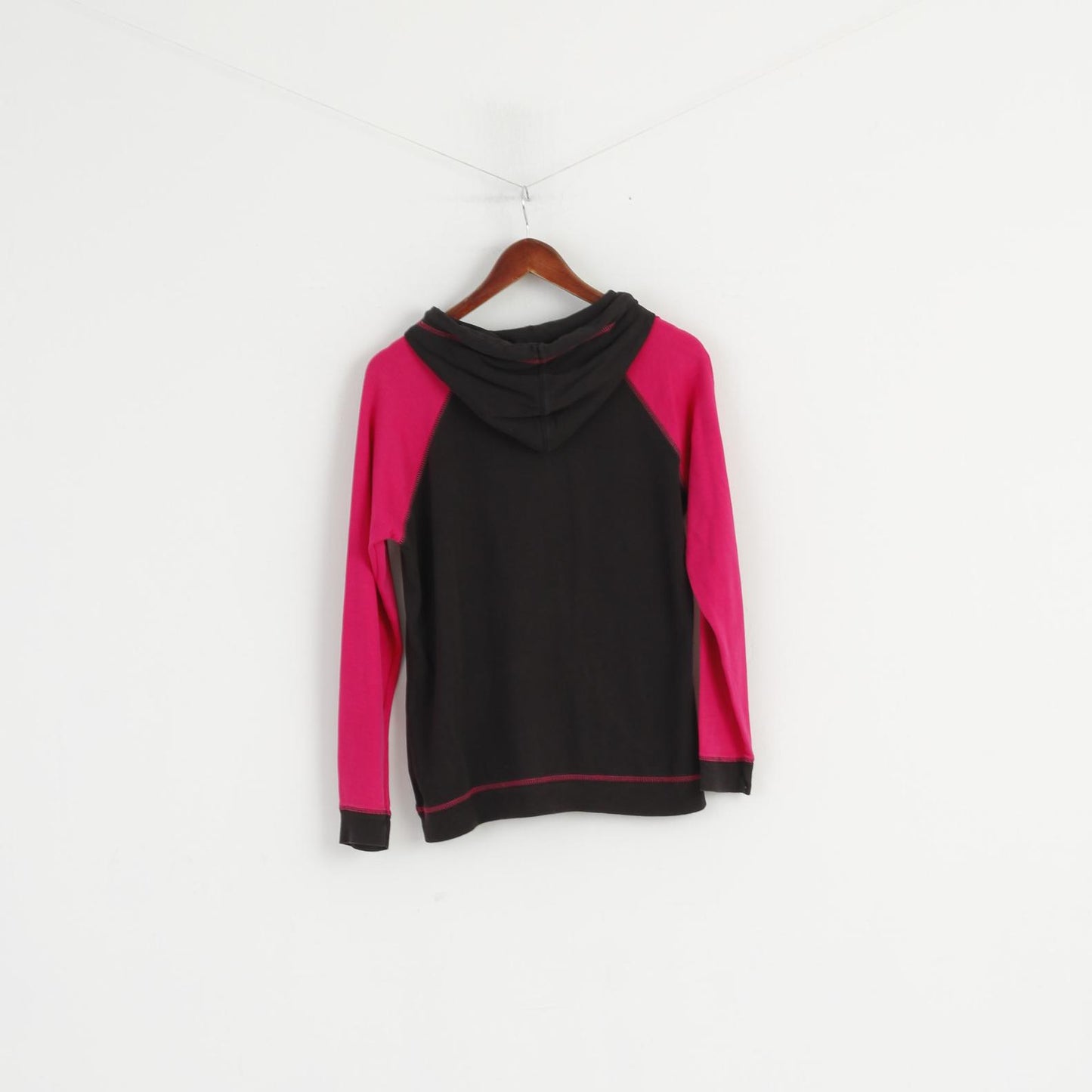 Everlast Women 14 M Sweatshirt Black Pink Cotton Hooded Kangaroo Pocket Top