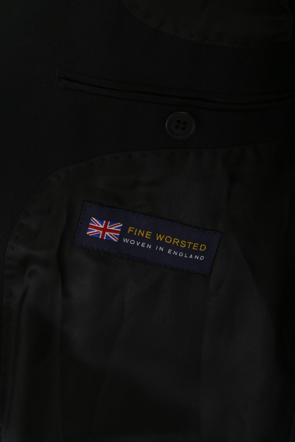 Hugo James Men 44 Blazer Black Wool woven in England Single Breasted Jacket