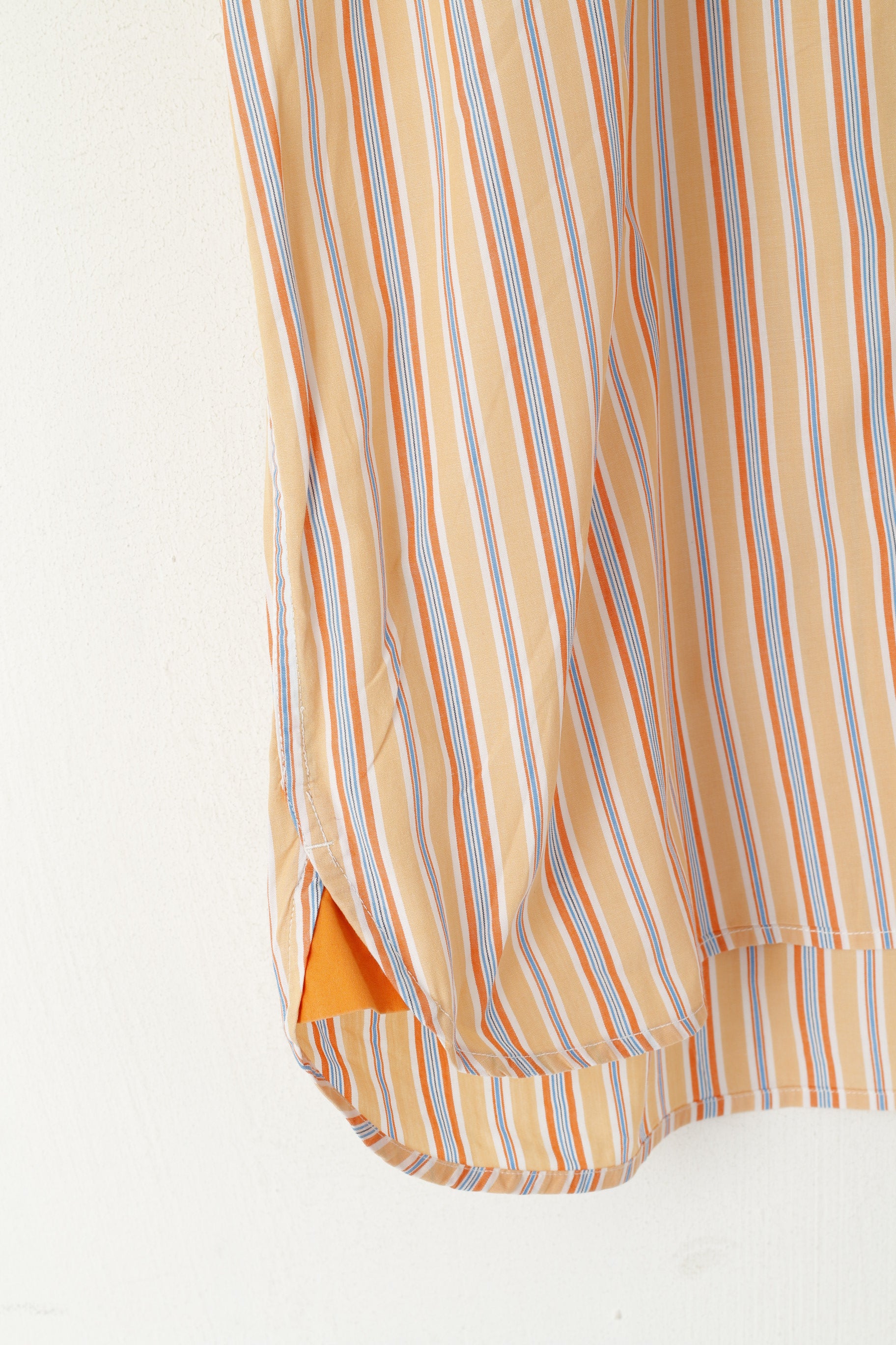 Tommy Hilfiger Uomo Camicia casual Top a maniche corte in cotone a righe arancioni