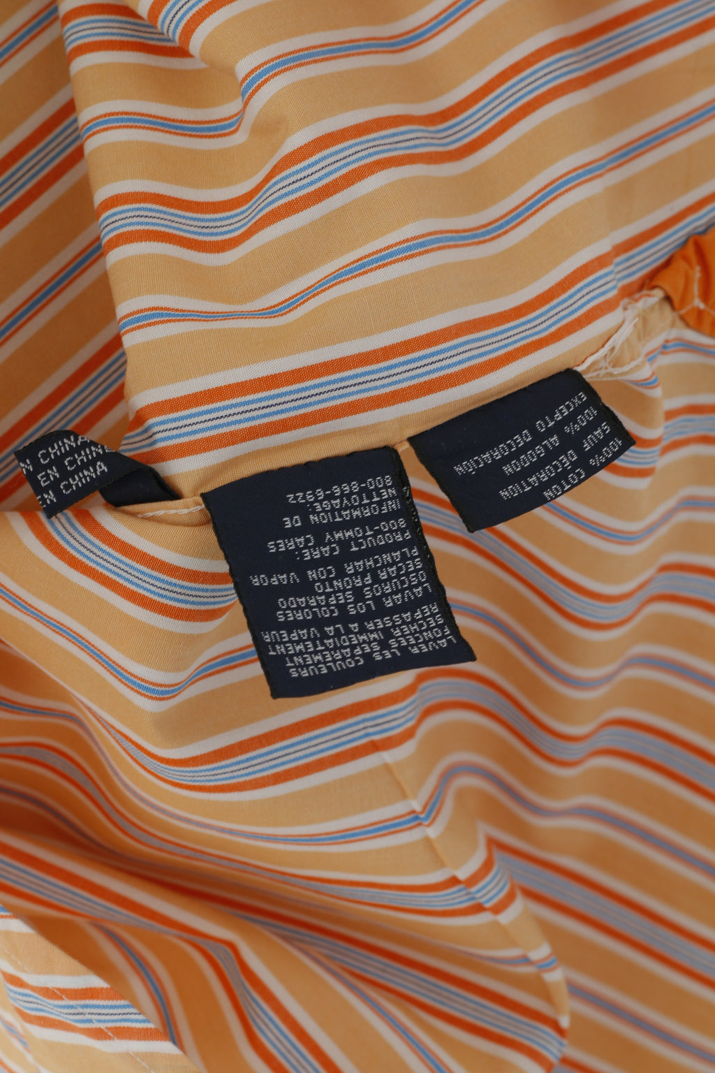 Tommy Hilfiger Uomo Camicia casual Top a maniche corte in cotone a righe arancioni