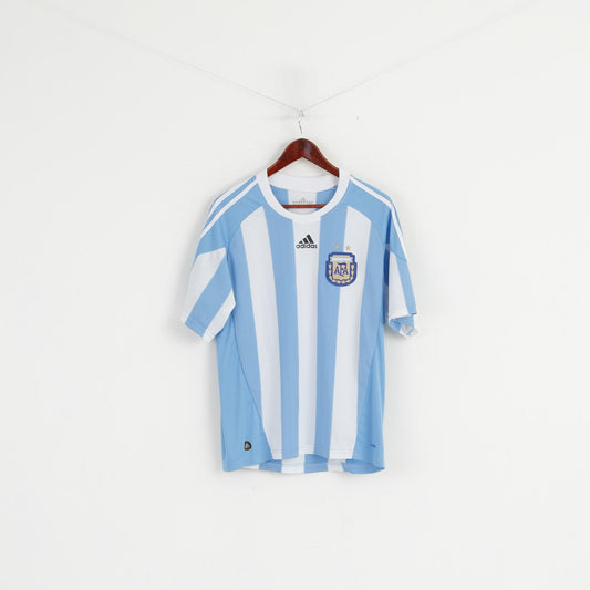 Adidas AFA Hommes M Chemise Blanc Bleu Rayé Argentine Football Football Trikot Vintage Jersey Top
