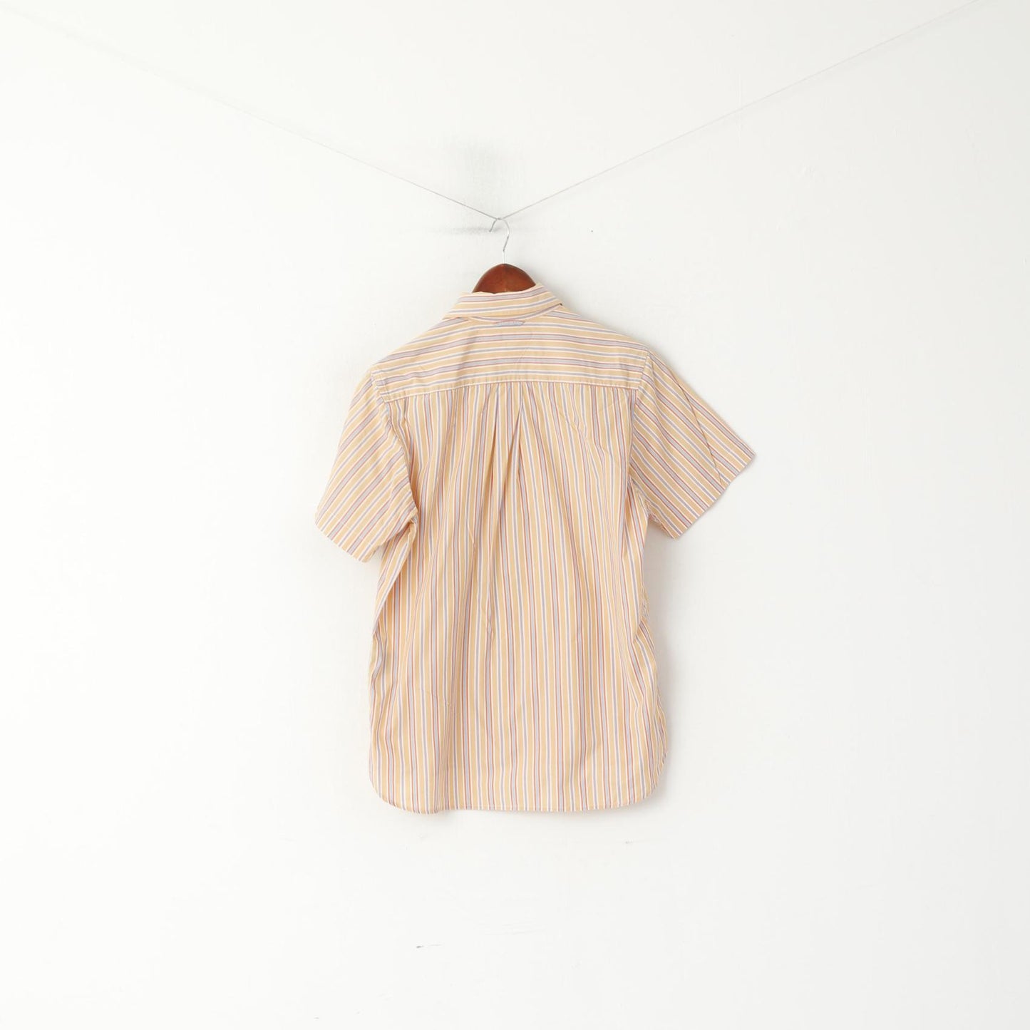 Tommy Hilfiger Men S Casual Shirt Orange Striped Cotton Short Sleeve Top