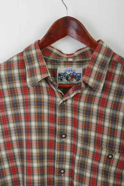 Imperial Men 43 2XL Casual Shirt Red Check Canadian Style Rocky Muntain Vintage Top
