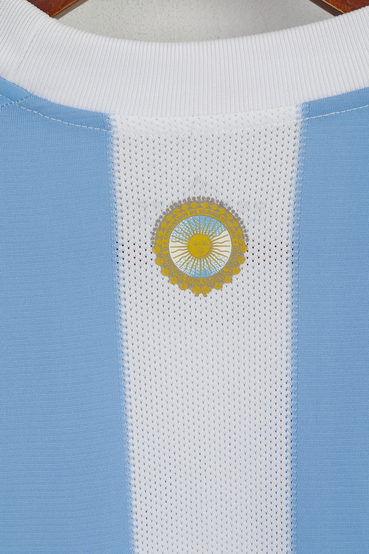 Adidas AFA Men M Shirt White Blue Striped Argentina Football Soccer Trikot Vintage Jersey Top