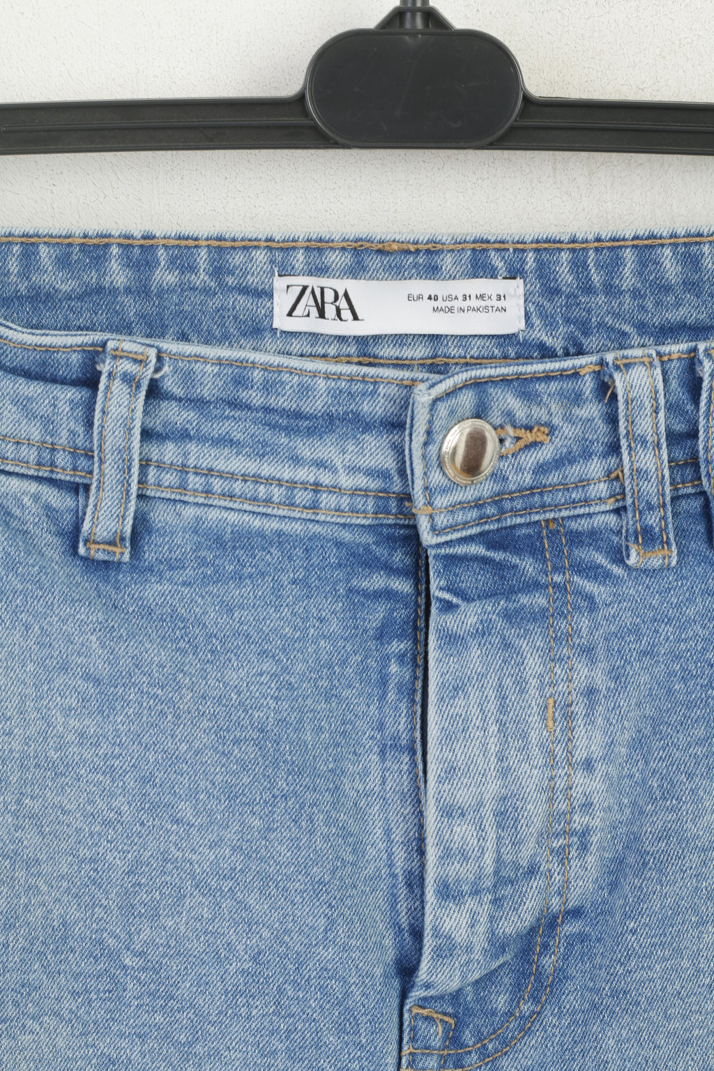Zara Femme 31 40 Pantalon Jeans Bleu Wash Coton Denim Mom Fit Pantalon