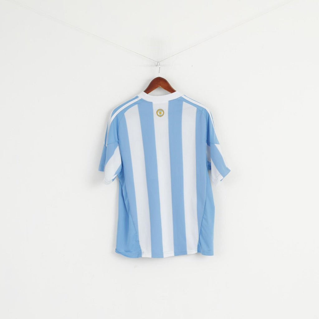 Adidas AFA Men M Shirt White Blue Striped Argentina Football Soccer Trikot Vintage Jersey Top