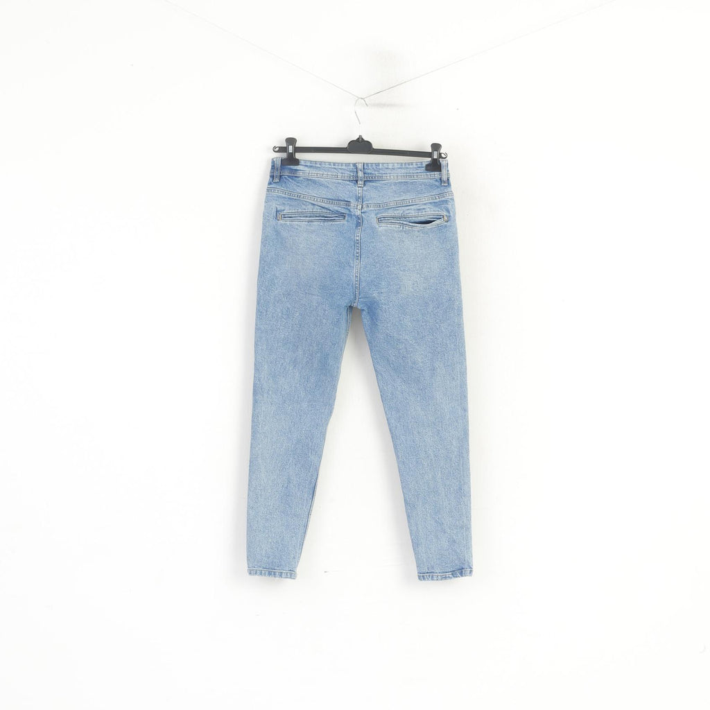 Zara Femme 31 40 Pantalon Jeans Bleu Wash Coton Denim Mom Fit Pantalon