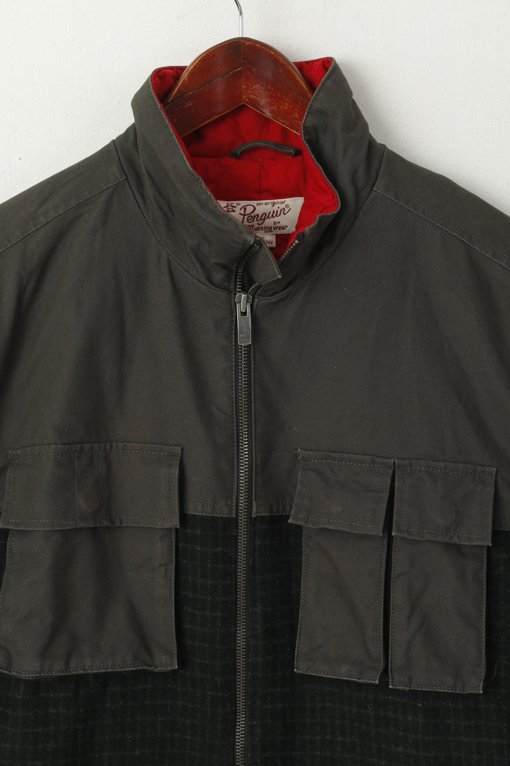 Original Penguin Men L (M) Jacket Green Military Cotton Full Zipper Harrington Top