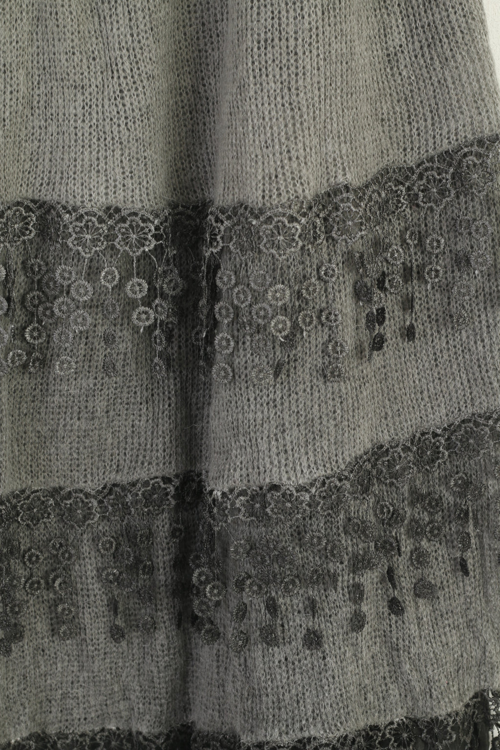 Unisono Femme L Jupe Gris Délavé Midi Taille Élastique Fabriquée en Italie