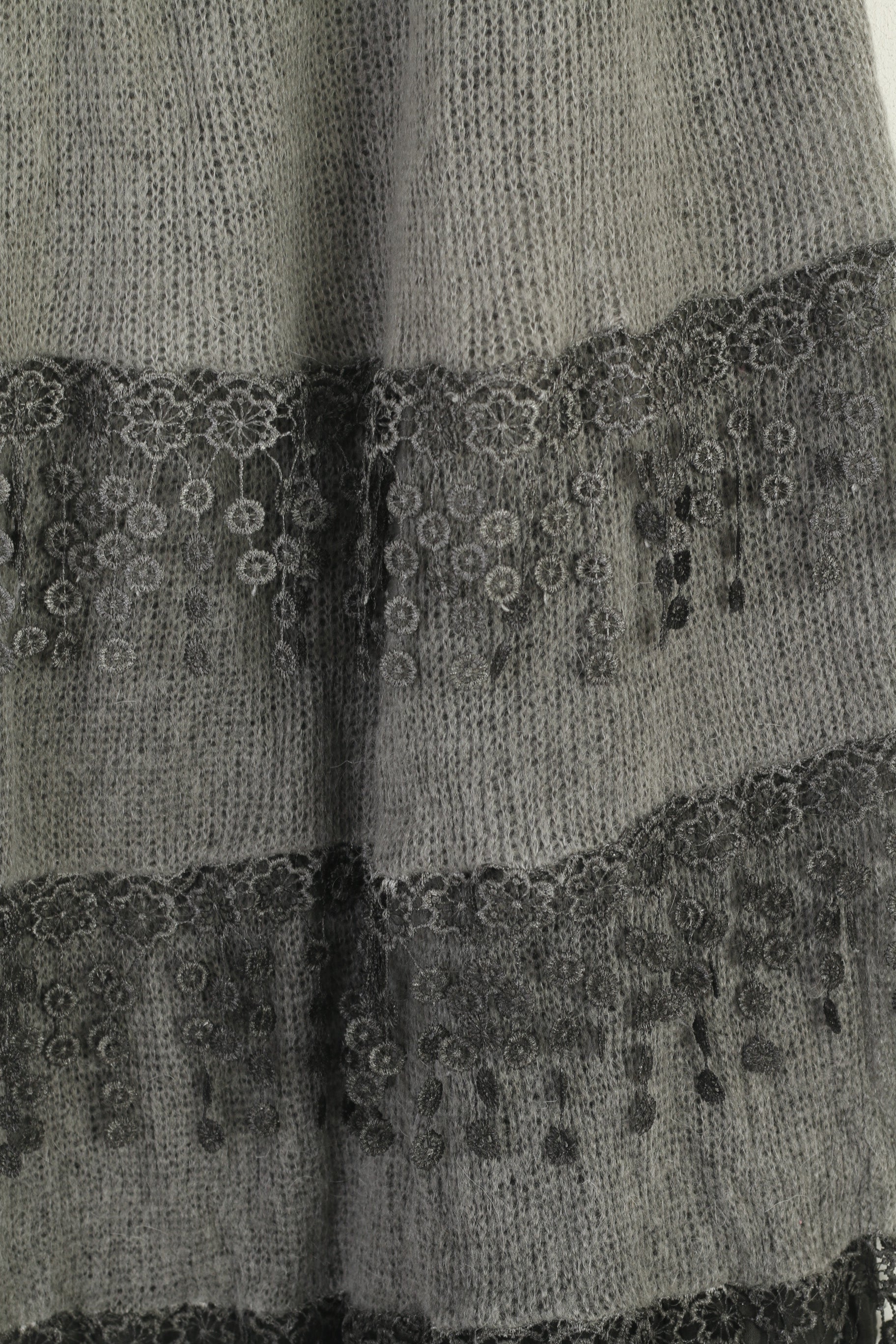 Unisono Femme L Jupe Gris Délavé Midi Taille Élastique Fabriquée en Italie