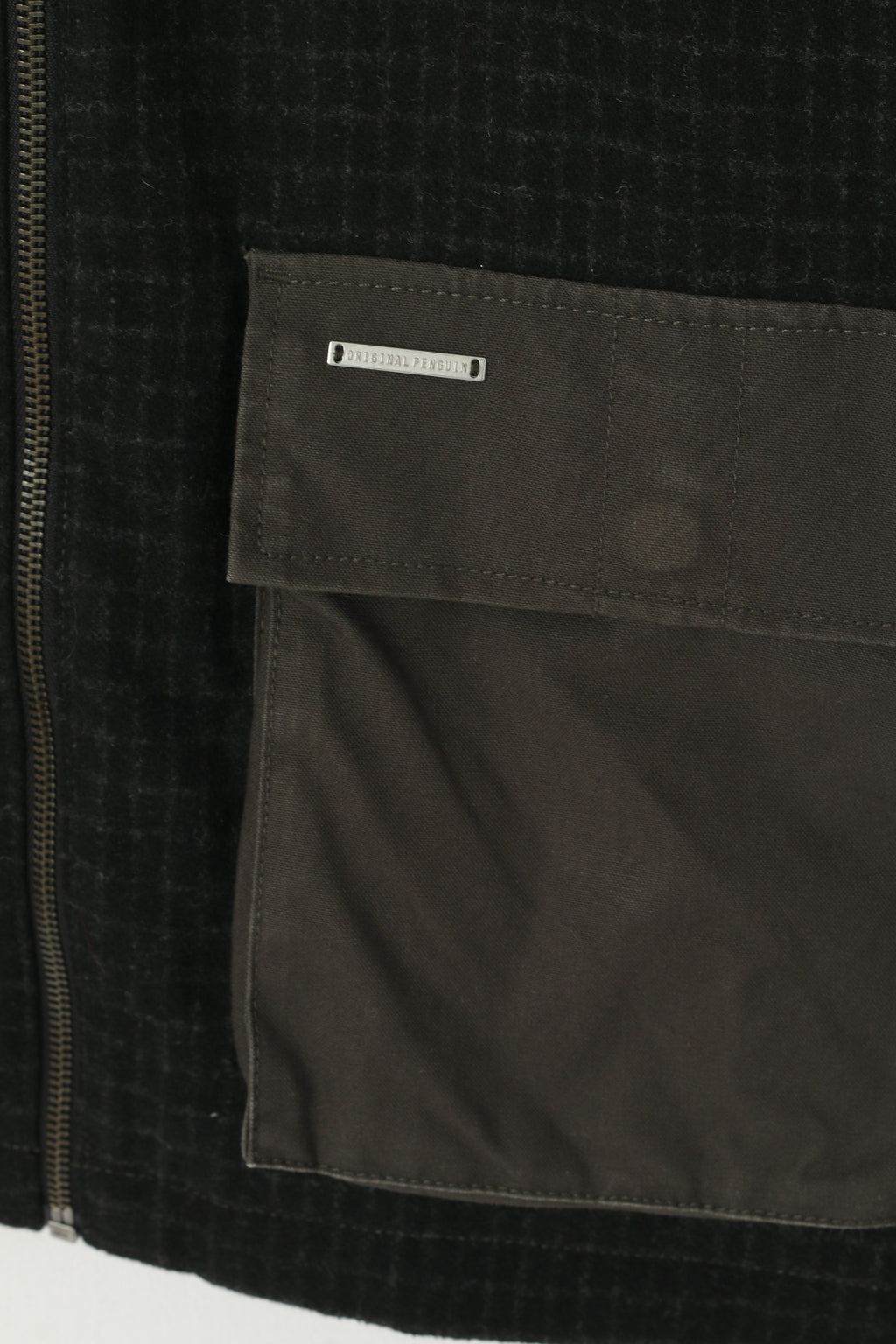 Original Penguin Men L (M) Jacket Green Military Cotton Full Zipper Harrington Top