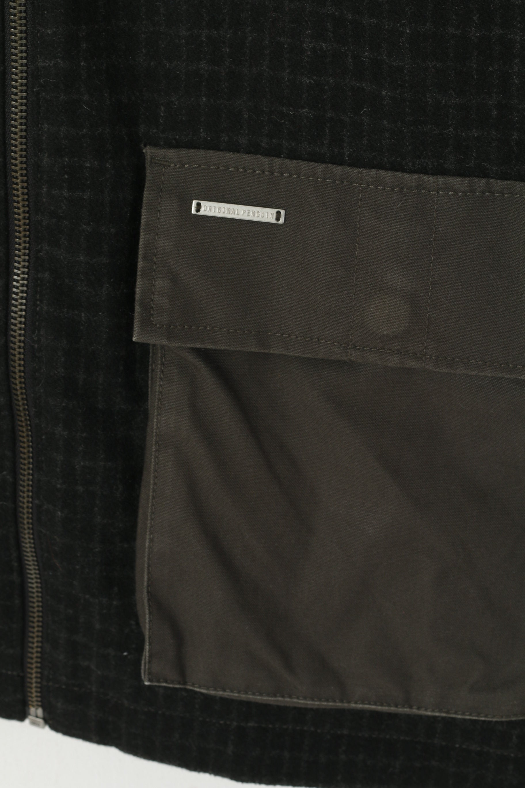 Original Penguin Men L (M) Jacket Green Military Cotton Full Zipper Harrington Top