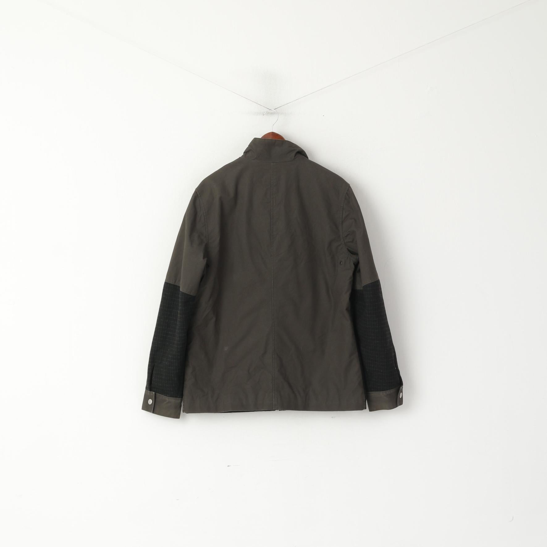 Original Penguin Men L (M) Jacket Green Military Cotton Full Zipper Harrington Top