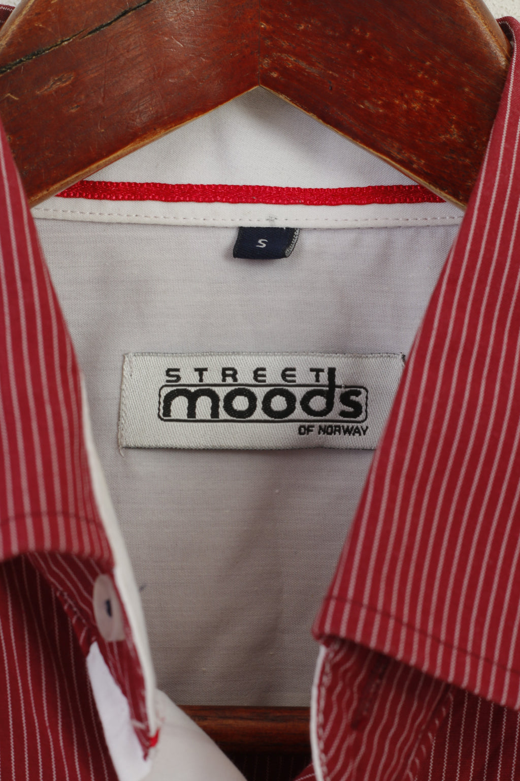 Moods Of Norway Men S Casual Shirt Maroon Cotton Striped Long Sleeve Vintage Top