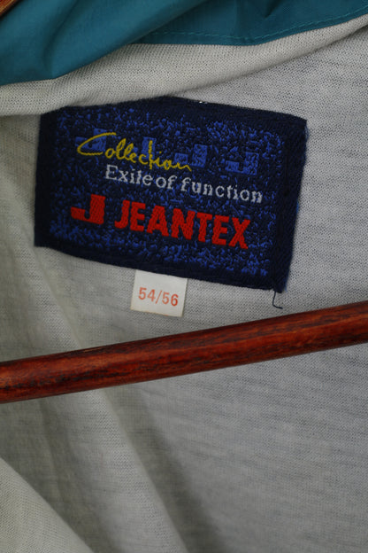 Jeantex Hommes 54/56 XL Veste Vert Nylon Étanche Capuche Cachée Vintage Zip Up Top