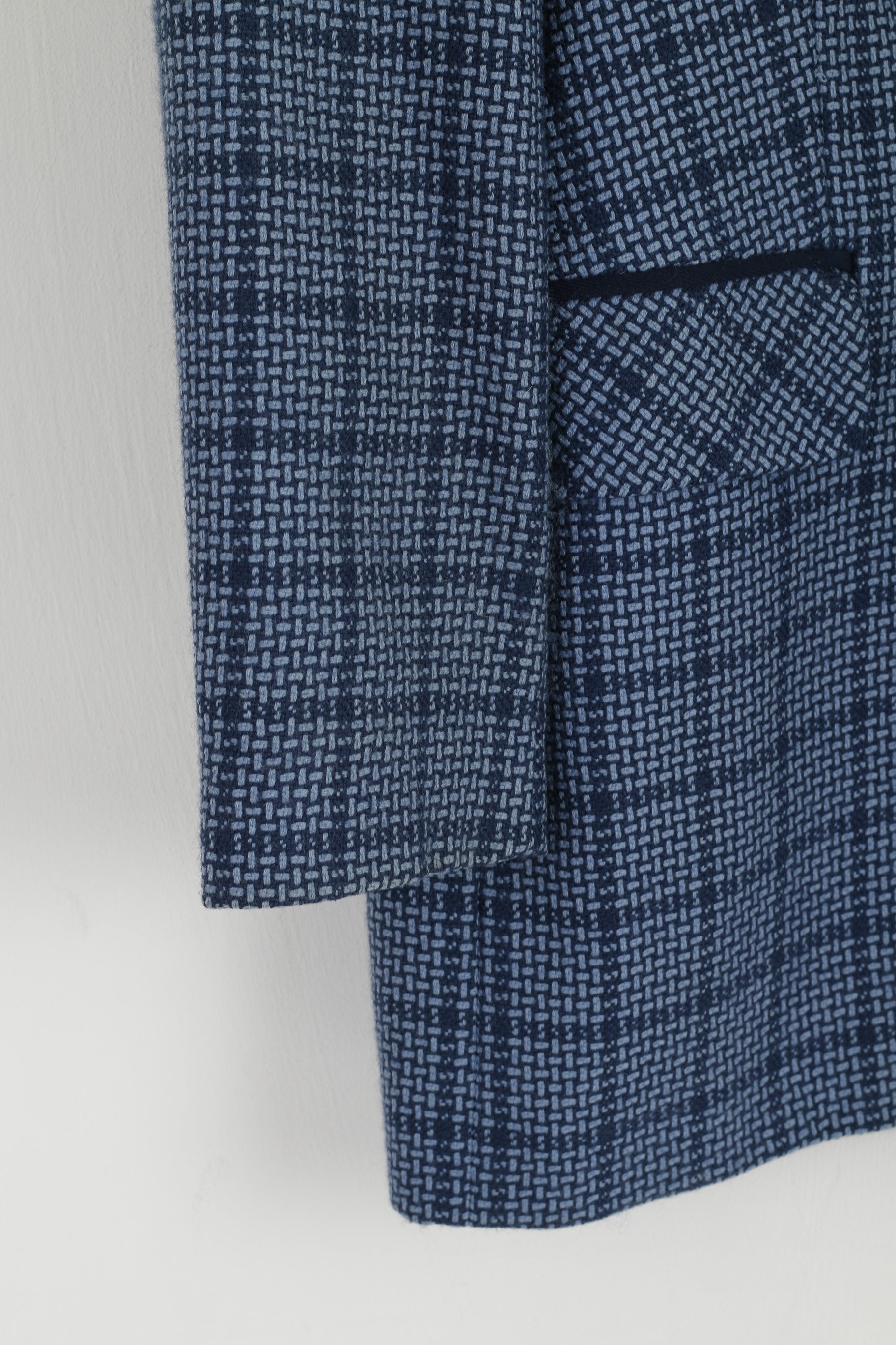 Eugen Klein Giacca da donna 42 16 Blazer blu vintage in lana Germania con spalline