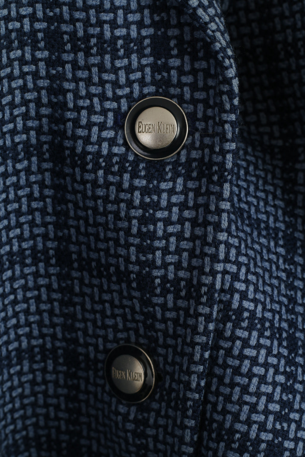 Eugen Klein Giacca da donna 42 16 Blazer blu vintage in lana Germania con spalline