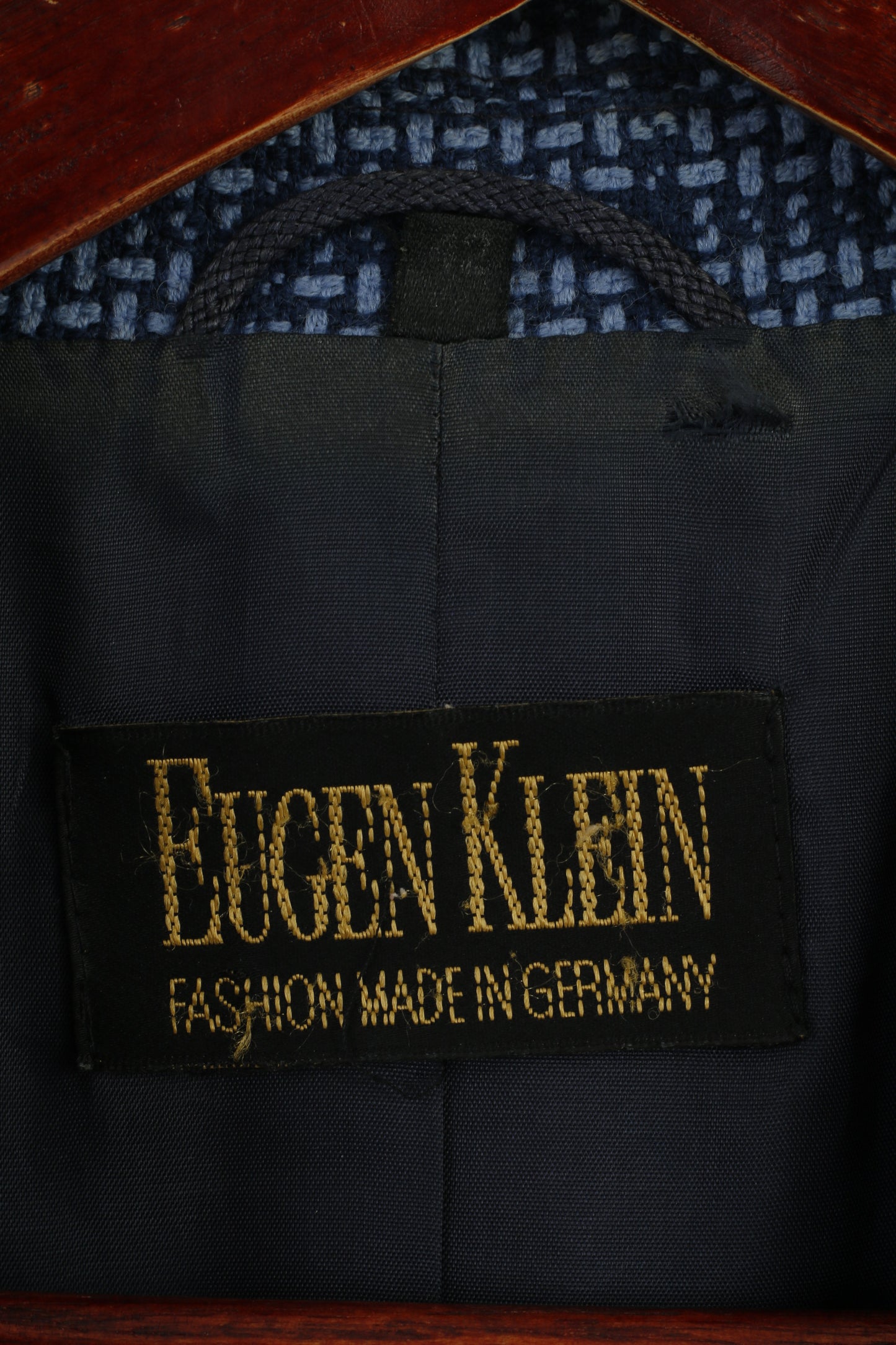 Eugen Klein Women 42 16 Blazer Blue Vintage Wool Germany Shoulder Pads Jacket