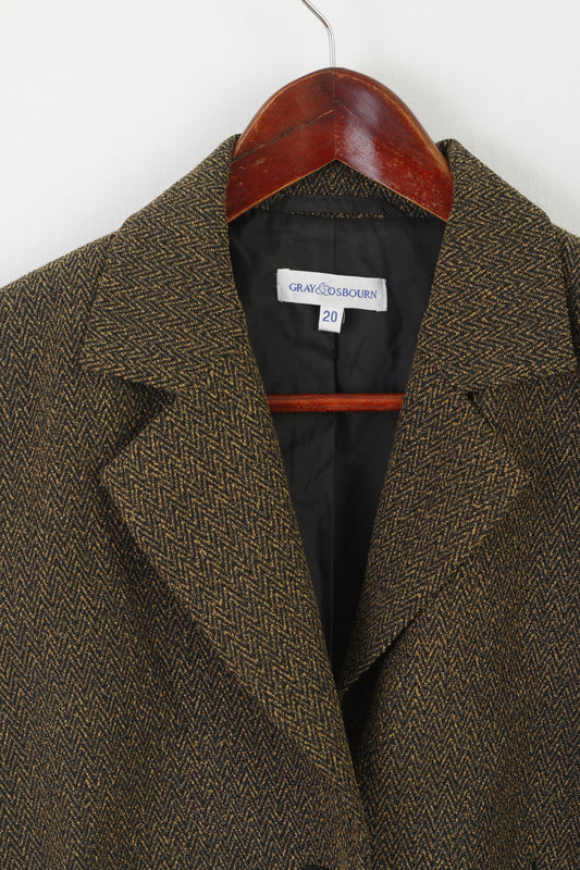 Gray & Osbourn Women 20 XL Blazer Black Brown Vintage Elegant Jacket