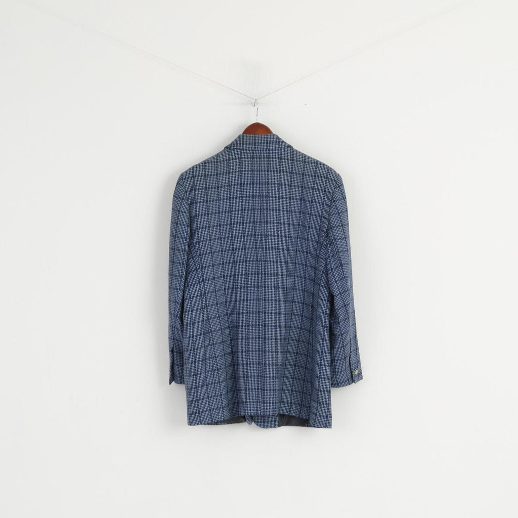 Eugen Klein Giacca da donna 42 16 Blazer blu vintage in lana Germania con spalline