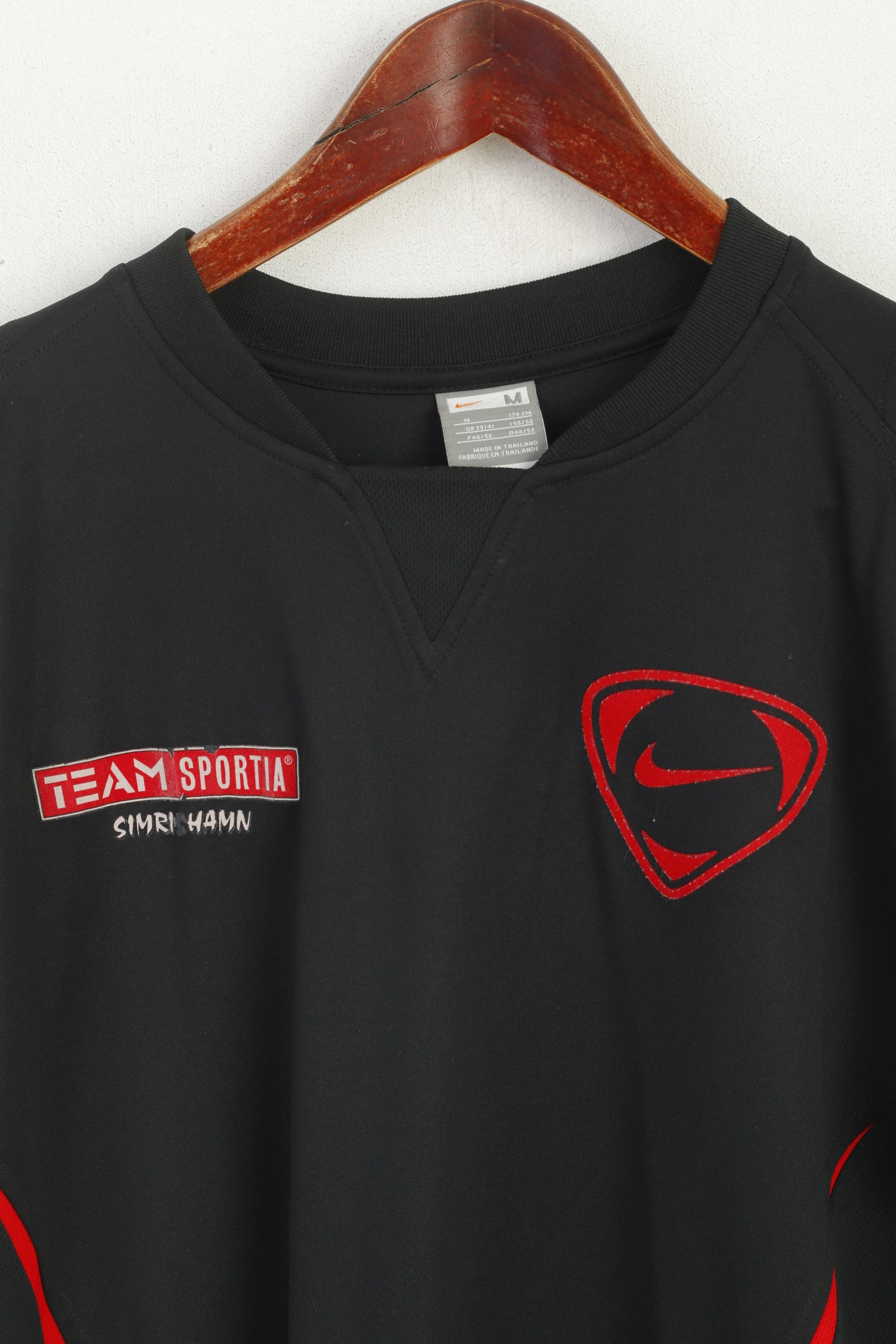 Nike Men M Shirt Black Team Sportia Simrishamn Vintage Jersey Tiempo Top