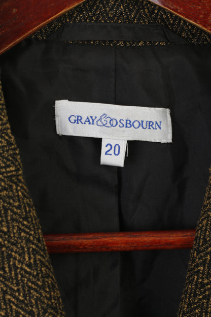Gray & Osbourn Women 20 XL Blazer Black Brown Vintage Elegant Jacket