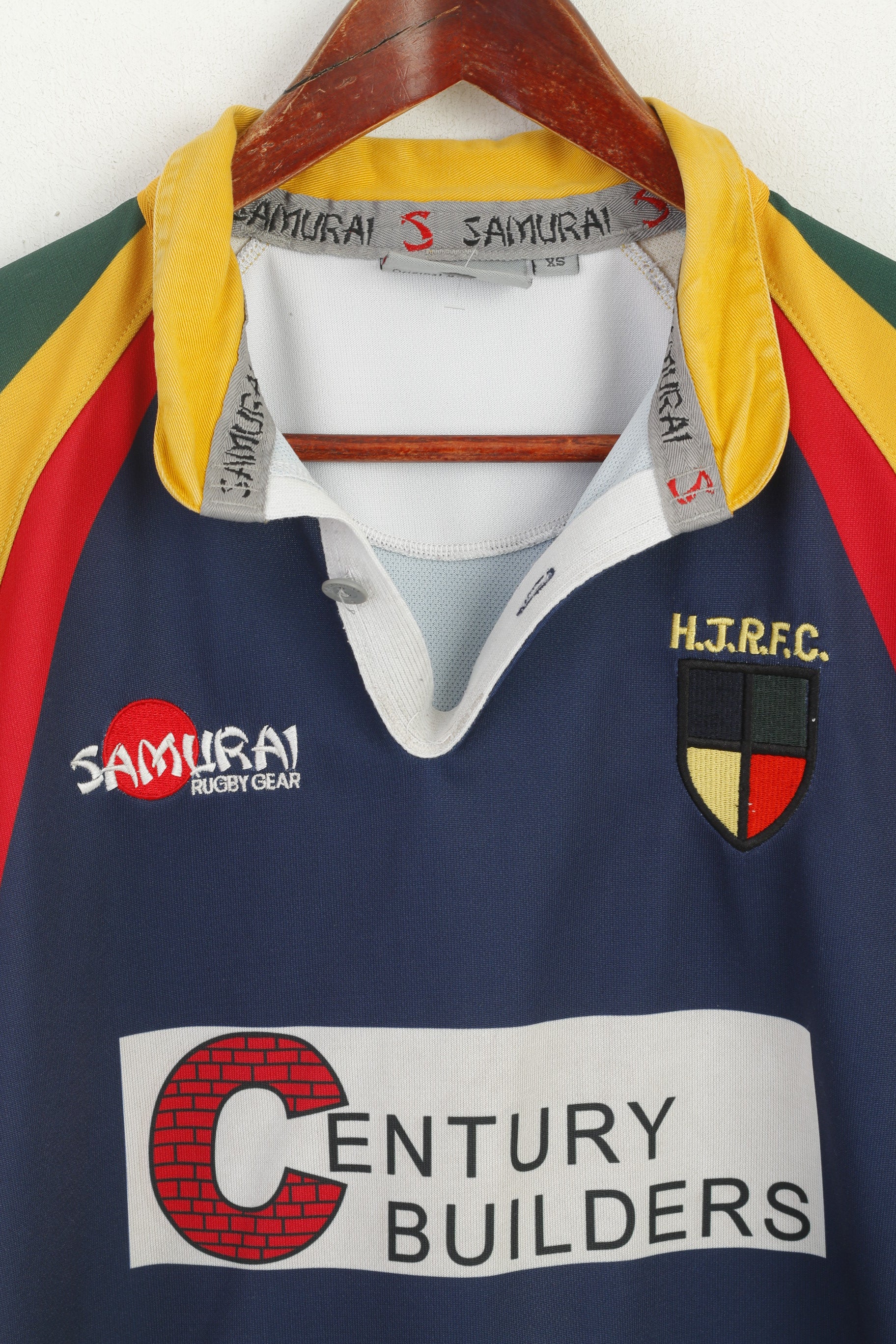 Samurai Hommes XS Polo Marine Hillhead Jordanhill RFC Rugby Sport Jersey Top