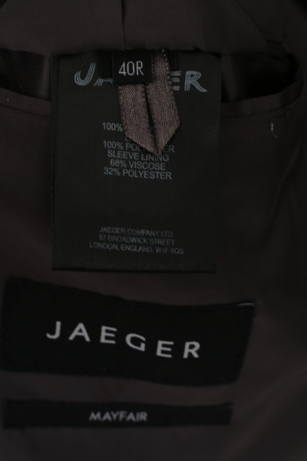 Jaeger Men 40 Blazer Gray Striped 100% Wool Single Breasted Mayfair Jacket