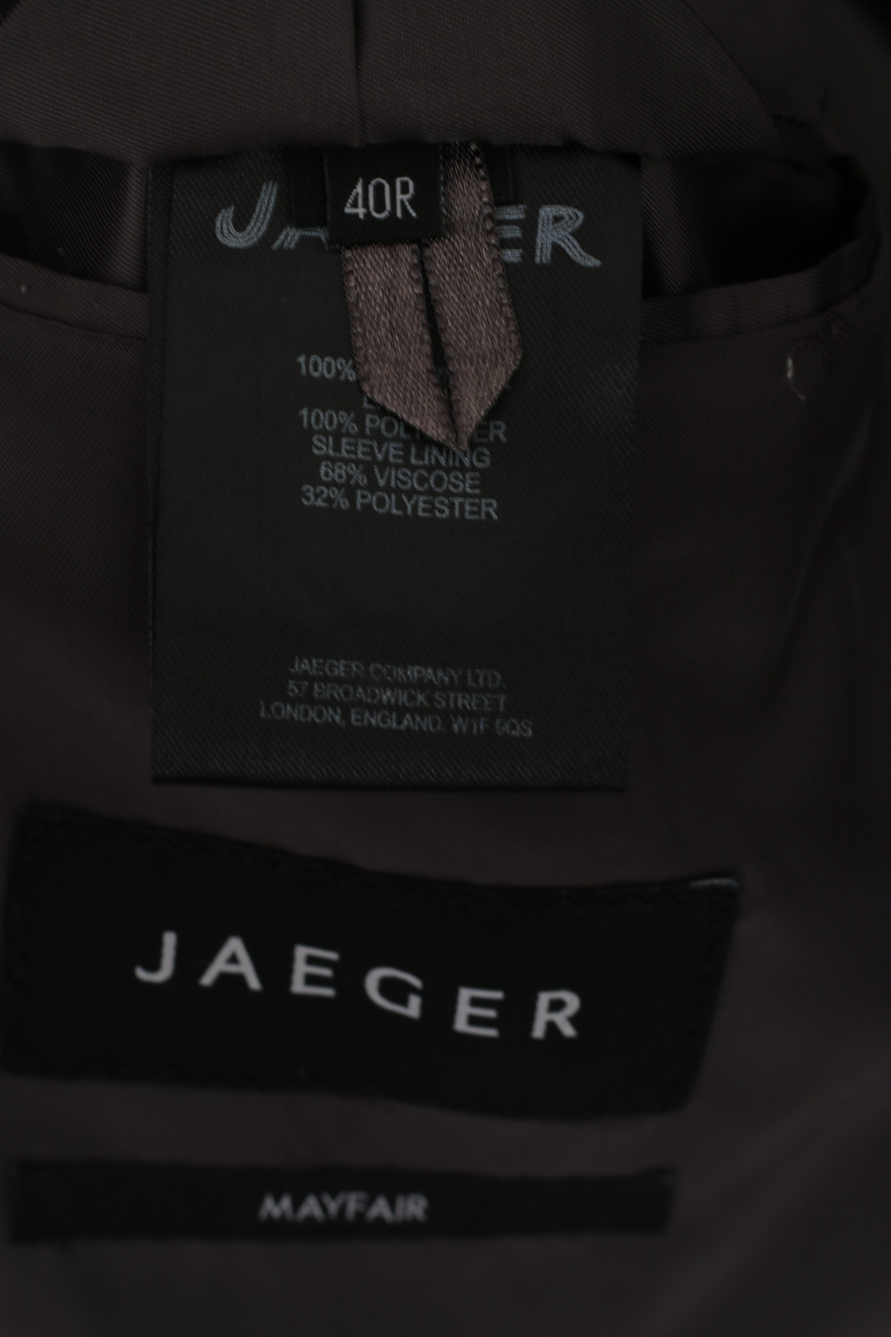 Jaeger Men 40 Blazer Gray Striped 100% Wool Single Breasted Mayfair Jacket