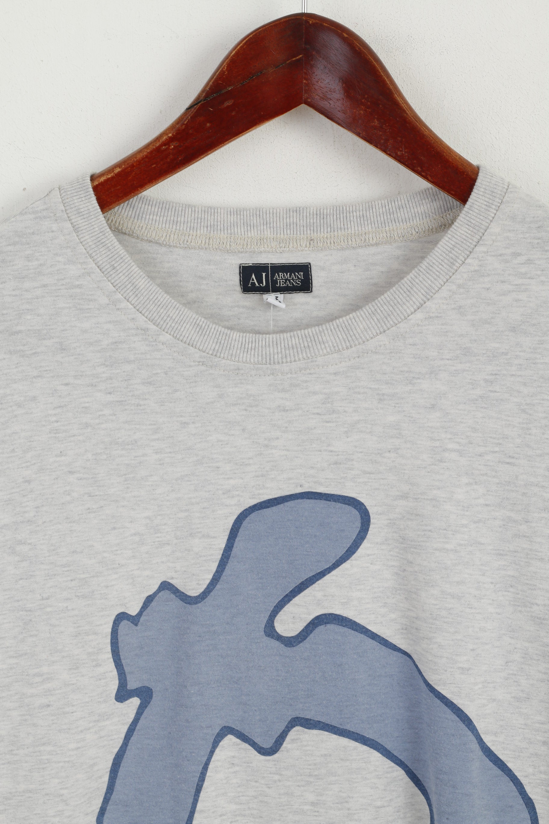 Armani Jeans Uomo Camicia L (S) Top girocollo estivo in cotone AJ con grafica grigia