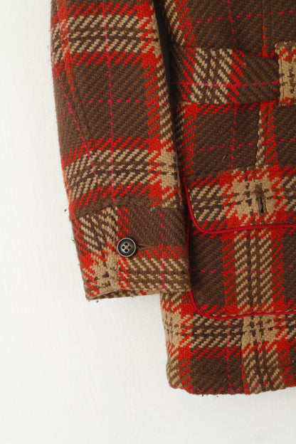 Tommy Hilfiger Donna XS Giacca Top con cintura monopetto in lana a quadri multicolori