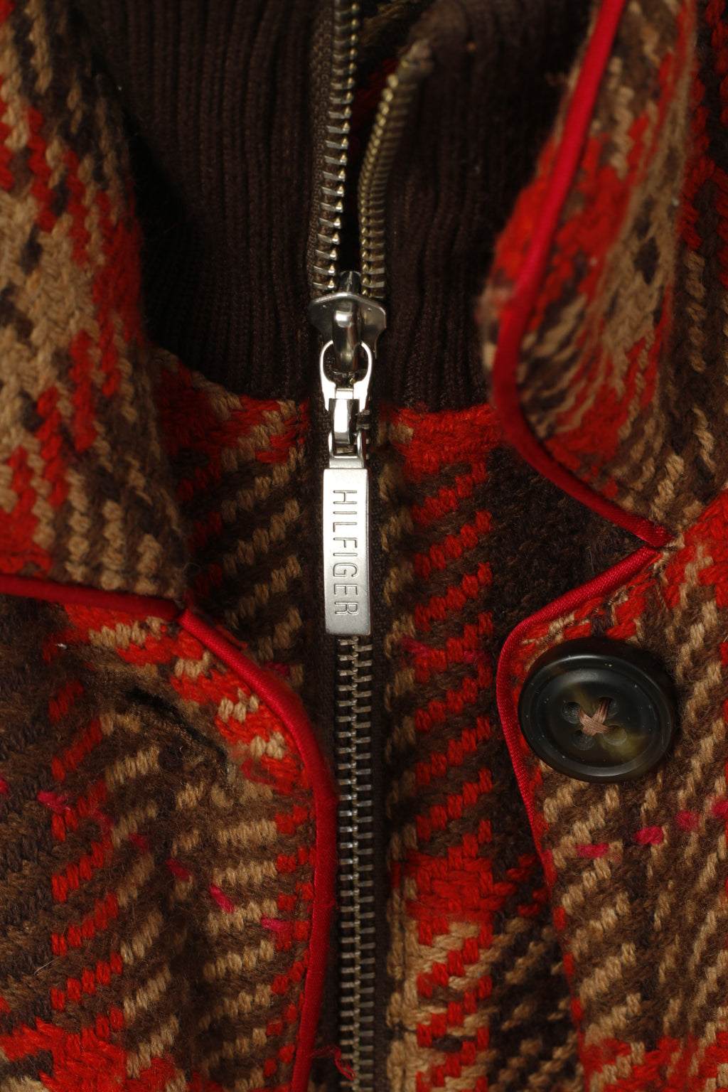 Tommy Hilfiger Women XS Jacket Multicolour Check Wool Single Breasted Belt Top