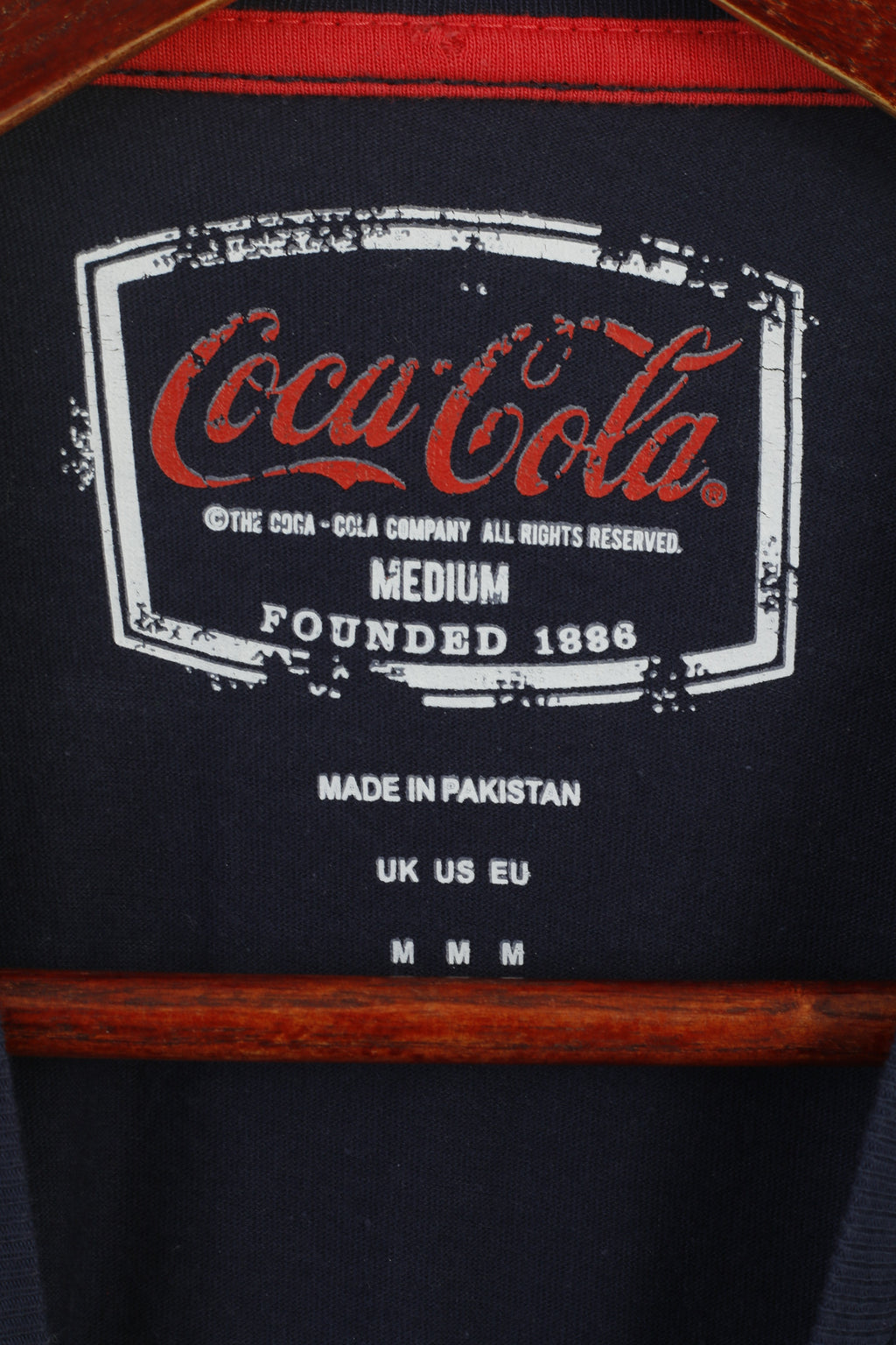 Coca Cola Men M Shirt Navy Cotton Holidays are Coming .. Haut à col rond
