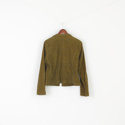 Mes Design Women 44 L Blazer Green Cotton Corduroy Emroidered Vintage Jacket