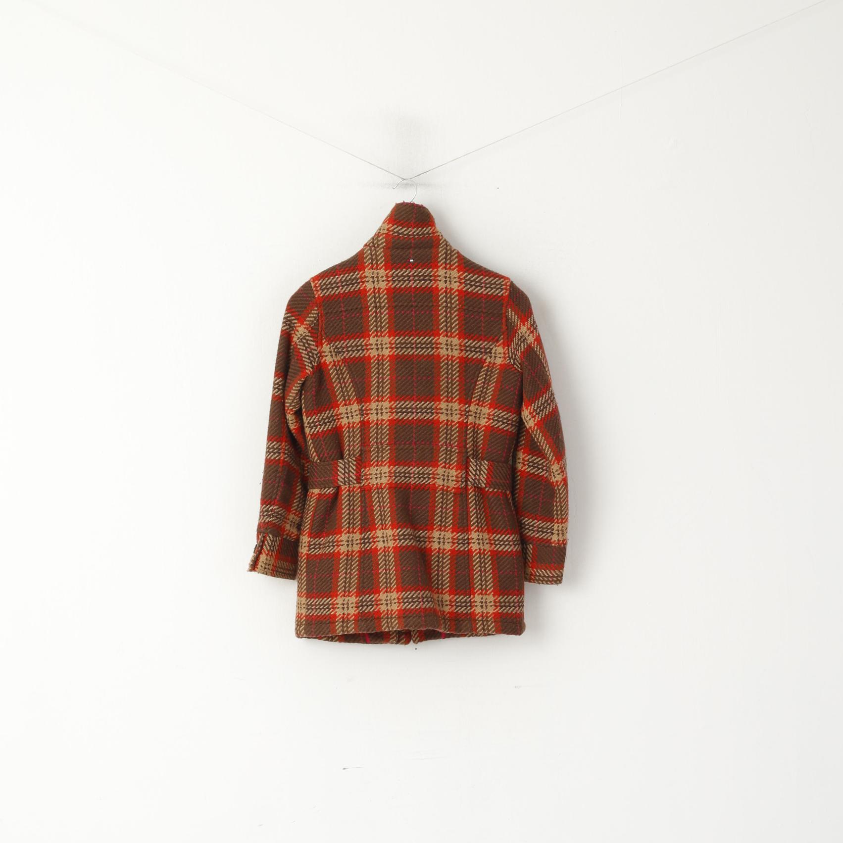 Tommy Hilfiger Women XS Jacket Multicolour Check Wool Single Breasted Belt Top